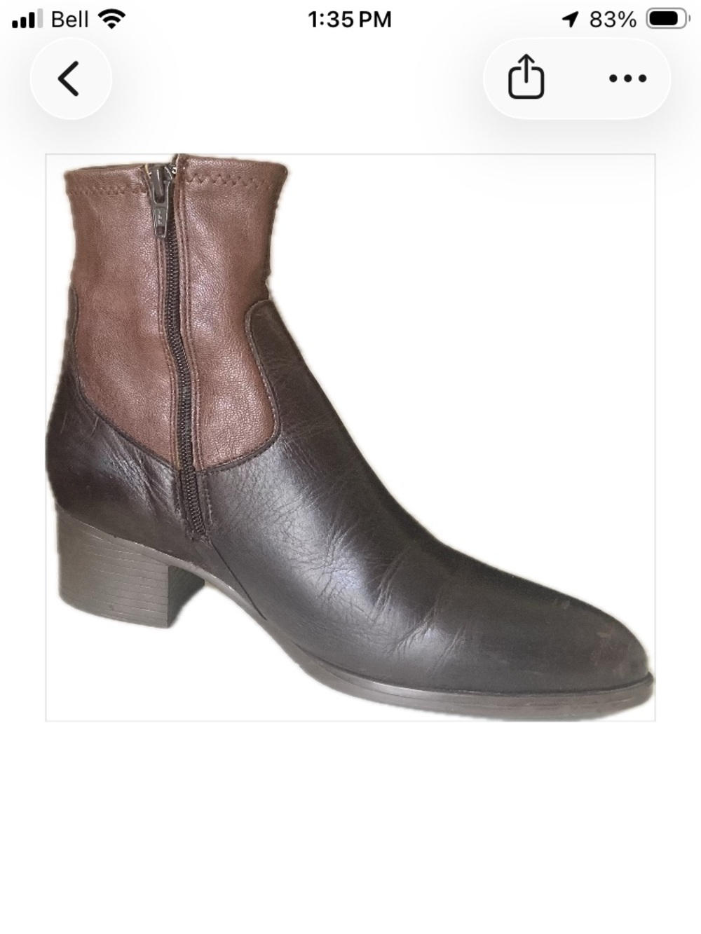 Women's Two-Tone Brown Leather Ankle Boot